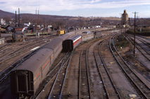 Photo of a passenger train in Charlottesville yard
