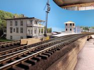 The completed building in place on the layout