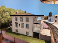 The completed building in place on the layout
